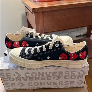 Converse Comme De Garçons Play White and Red Heart Sneakers